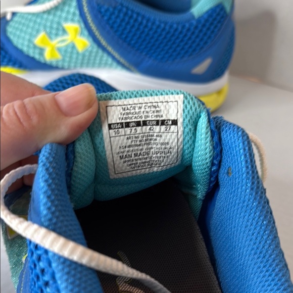 Under Armour Blue and Yellow Athletic Shoes - Picture 2 of 6